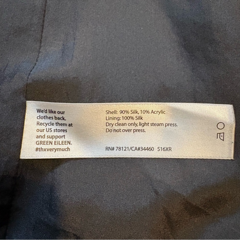 Eileen Fisher Metallic Grey Textured Silk Open Front 3/4 Jacket Size MEDIUM - Picture 11 of 16